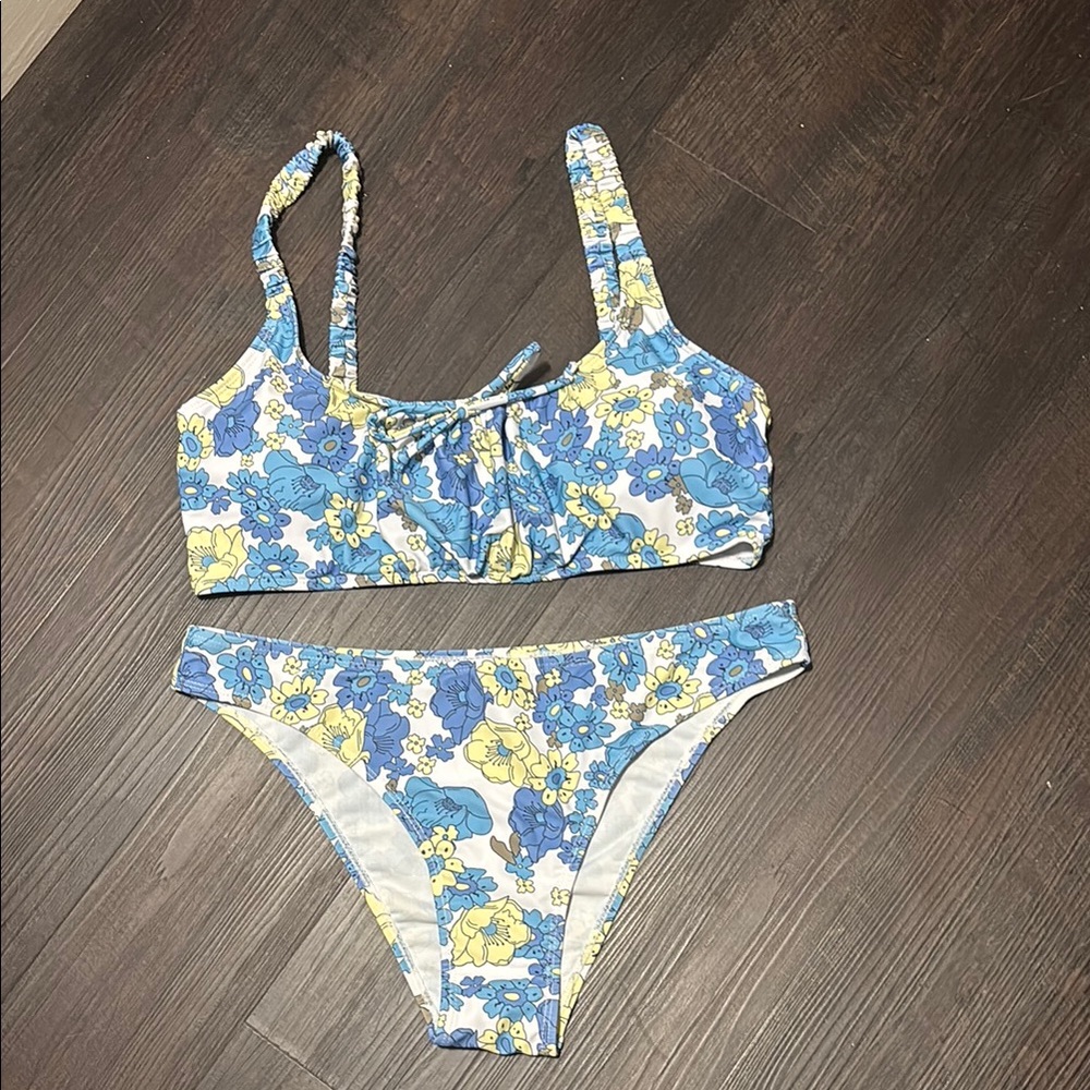 SHEIN Blue and Yellow Floral Bikini